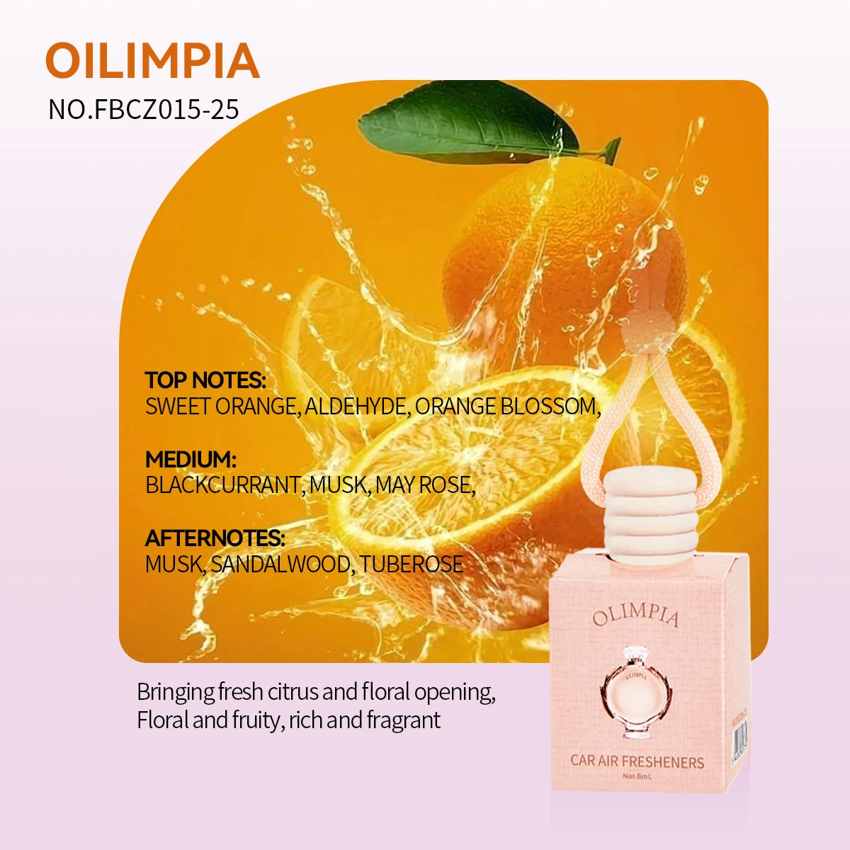 Diffuseur de Parfum Voiture 8ml – Suspension Aromatique | Plusieurs Parfums
