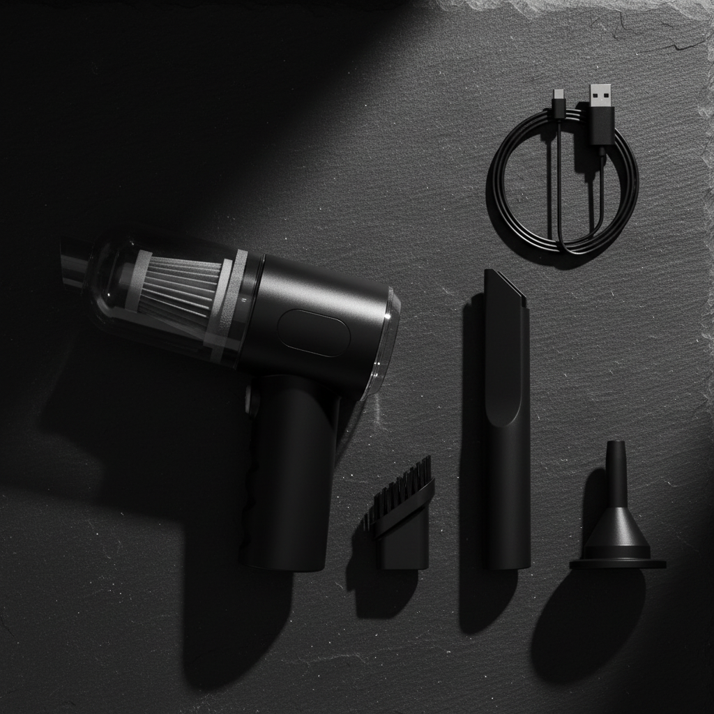Aspirateur CarMood — flat lay premium