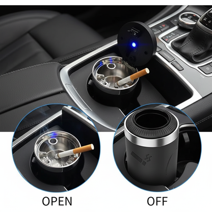 Cendrier voiture – vue top-down LED ouverte