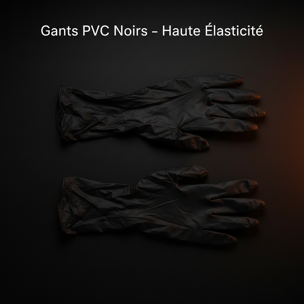 Flat lay gants PVC noirs