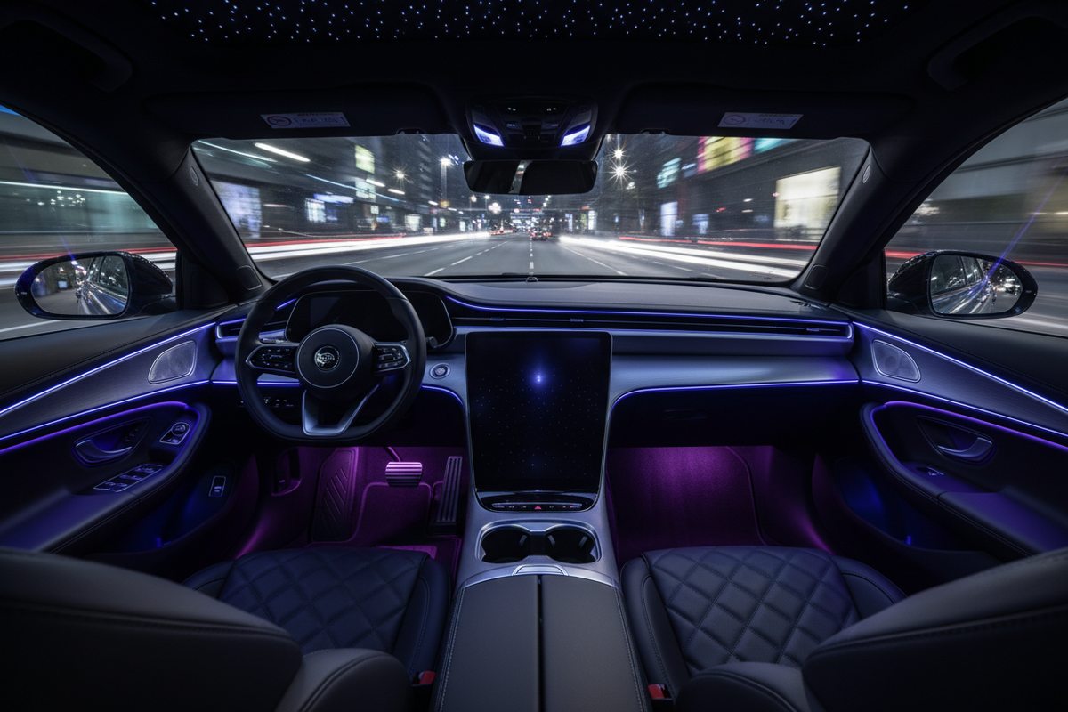 Habitacle voiture LED RGB bleu violet nuit - CarMood