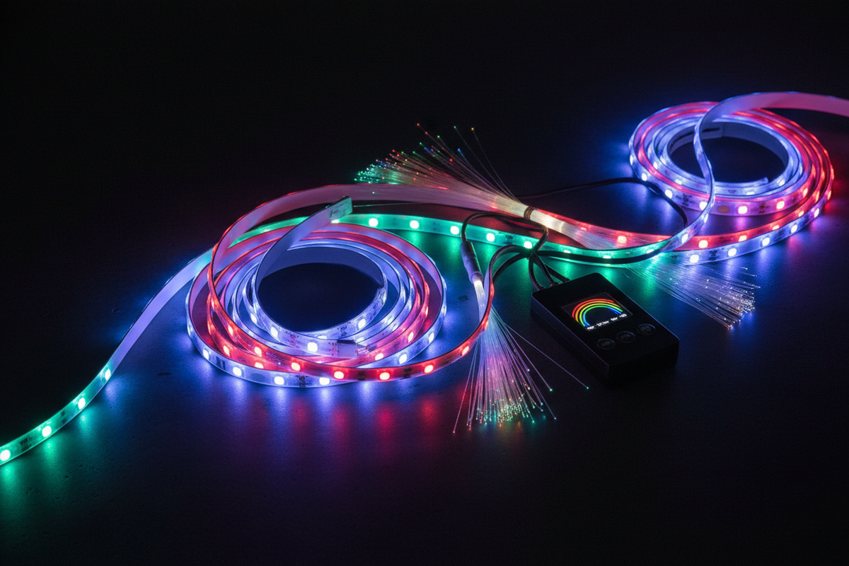LED RGB multicolore allumées fibre optique - CarMood